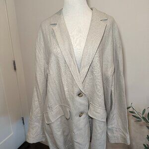 NWT Madewell Women's Breezewoven Larsen Blazer Linen Blend Sage Green Plus 2XL